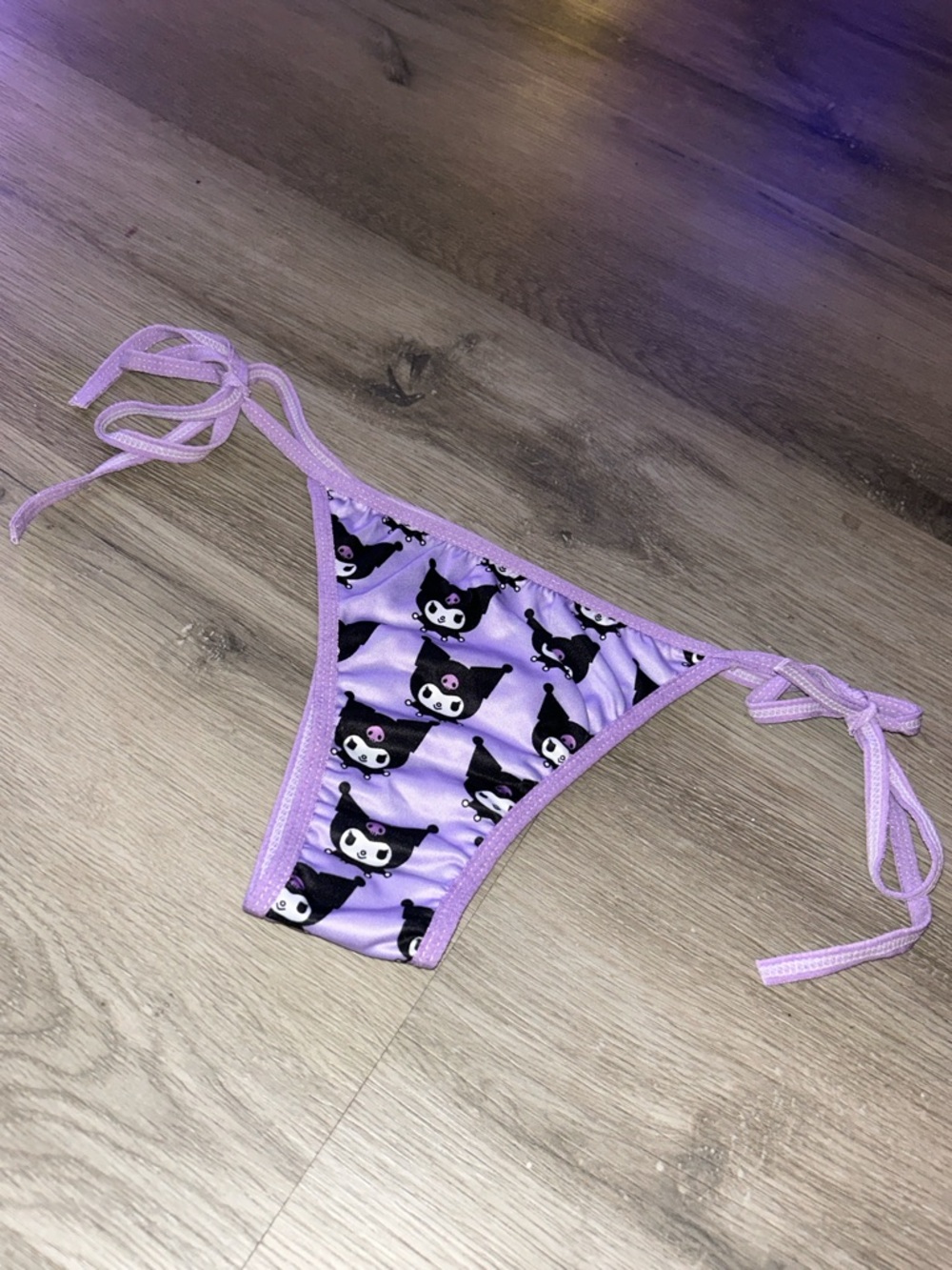 Lavender Sanrio Kuromi Tie-Side Bikini Bottoms